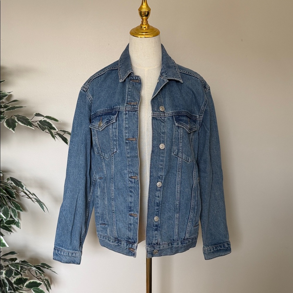 Topshop MOTO Classic Denim Jacket - Medium Wash - Size US 6 / UK 10 Euro 38